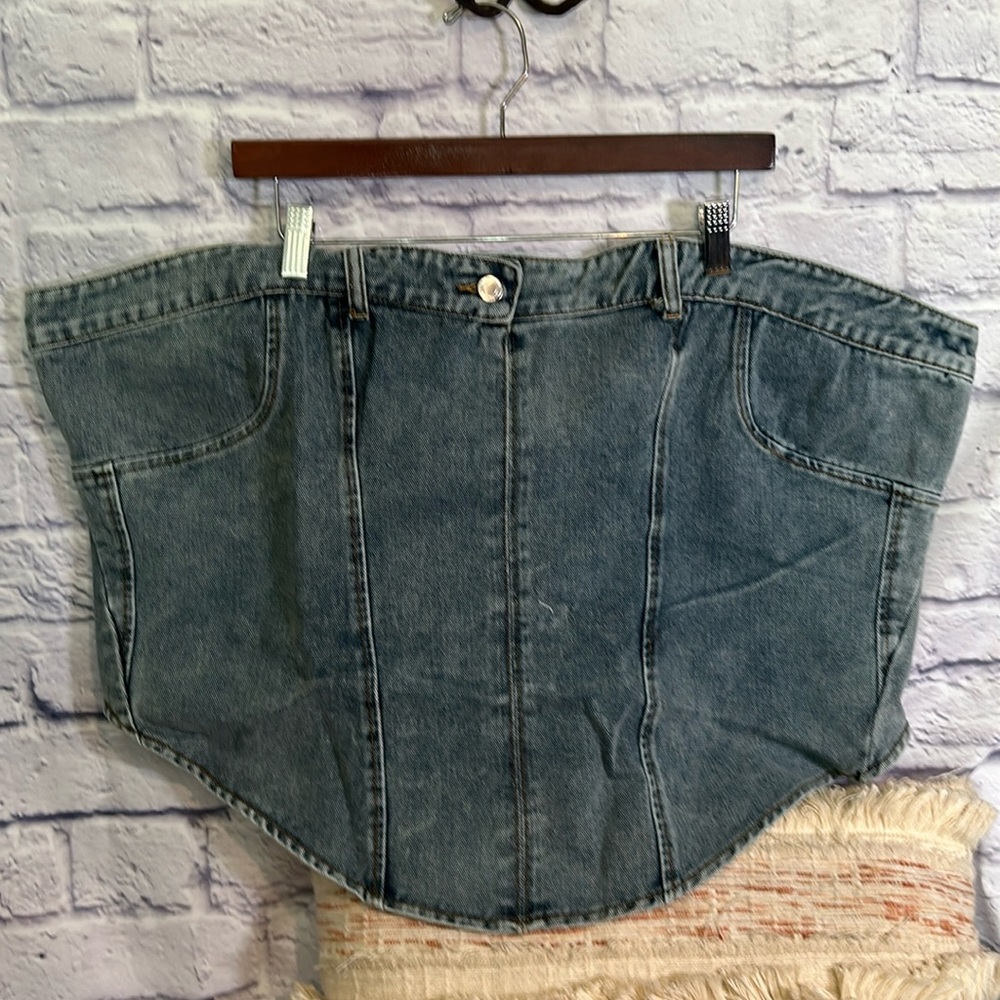Prettylittlething blue Jean corset